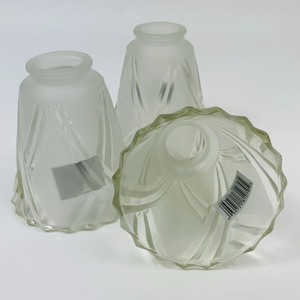 Set of 3 Light Shades Clear Frosted Glass 2 1/4 Ceiling Fan Chandelier Wall Scon